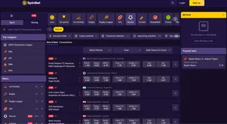 Bet live on soccer and top leagues at SpinBet – real-time odds, boosted bets, and upcoming matches SpinBet sportsbook interface showing live soccer matches, betting odds, and top leagues
